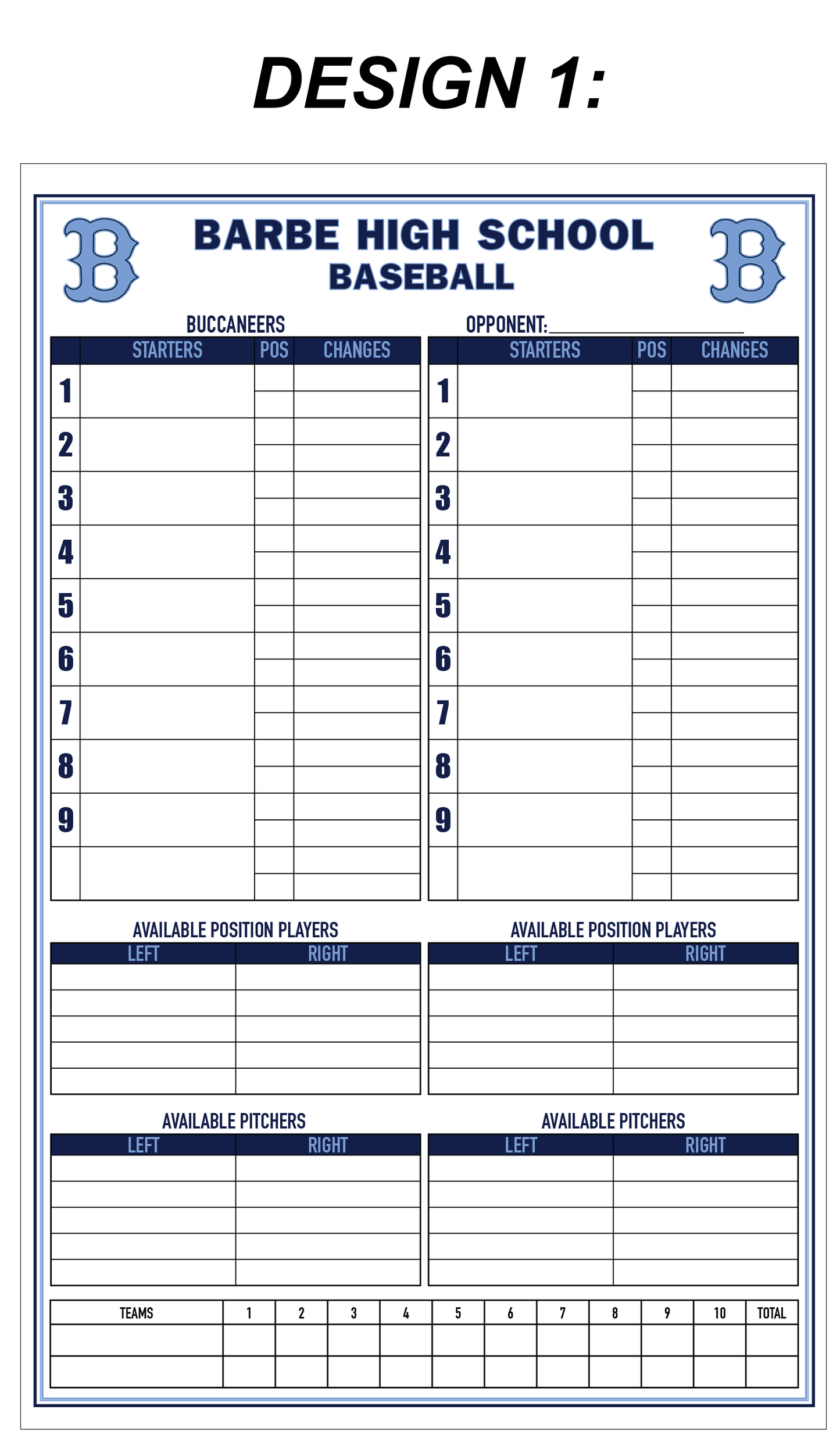 Custom Dugout Charts