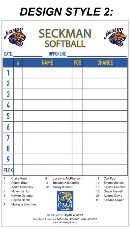 Custom Lineup Cards