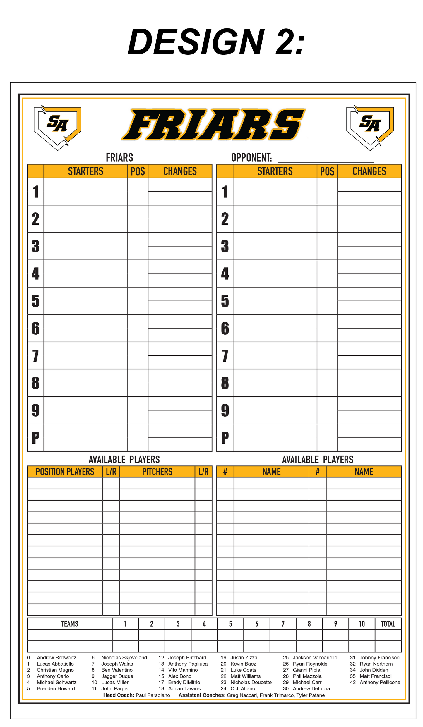 Custom Dugout Charts