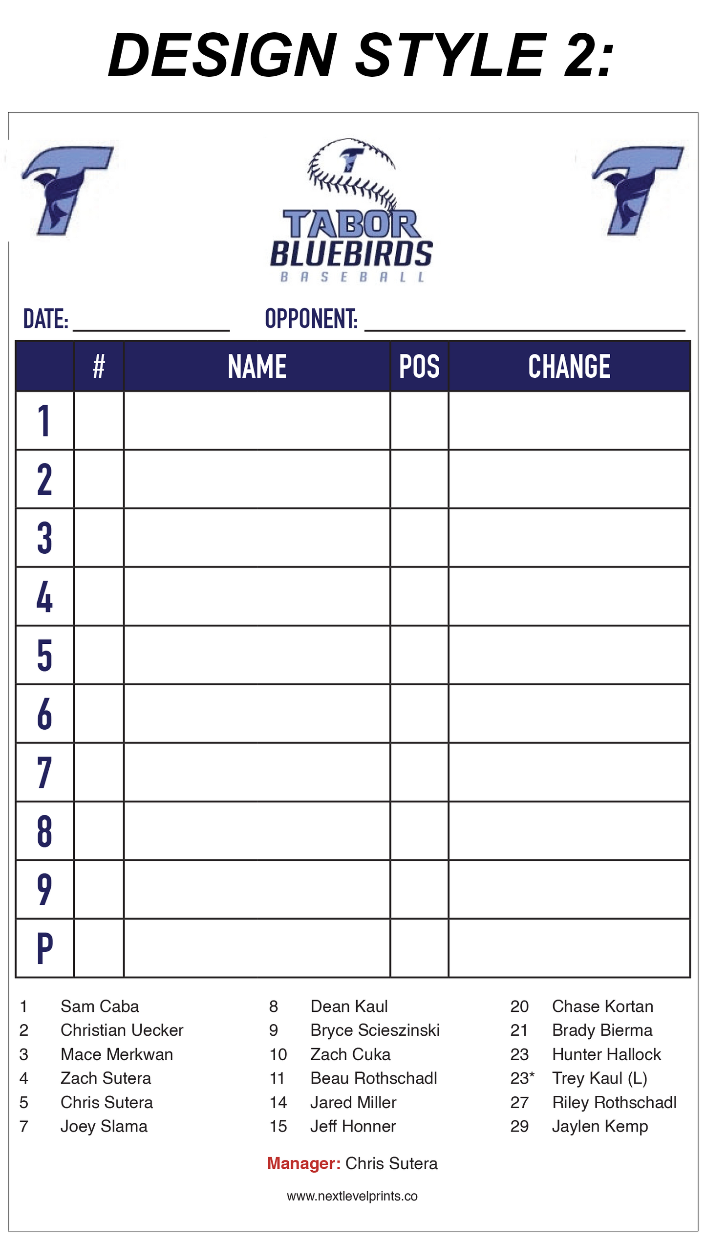 Custom Lineup Cards