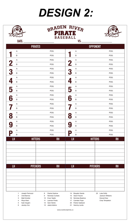 Custom Dugout Charts