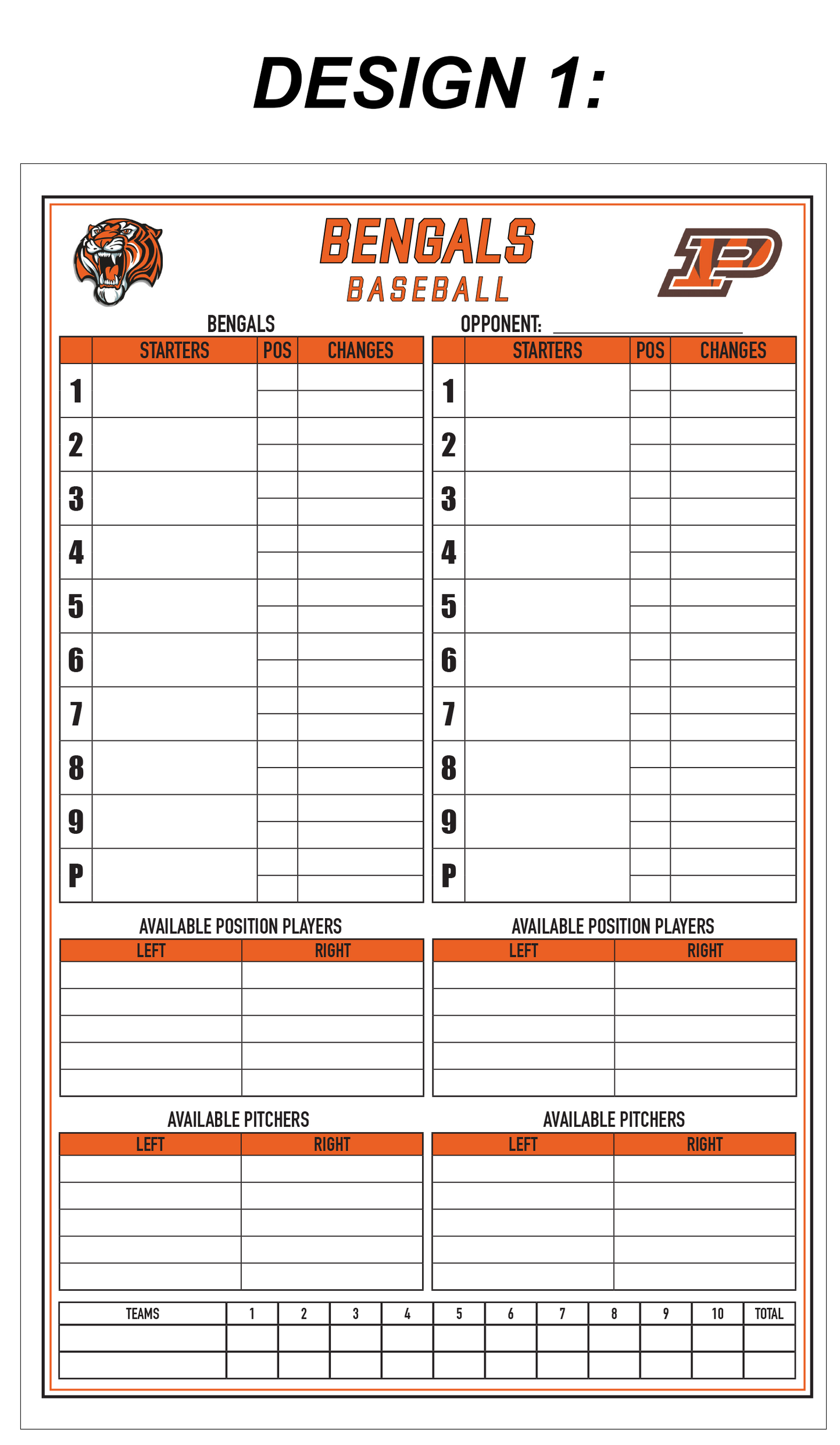 Custom Dugout Charts