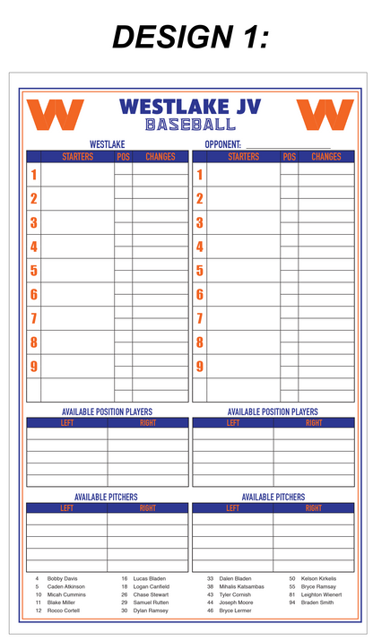 Custom Dugout Charts