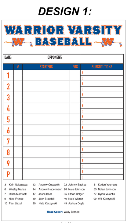 Custom Lineup Cards