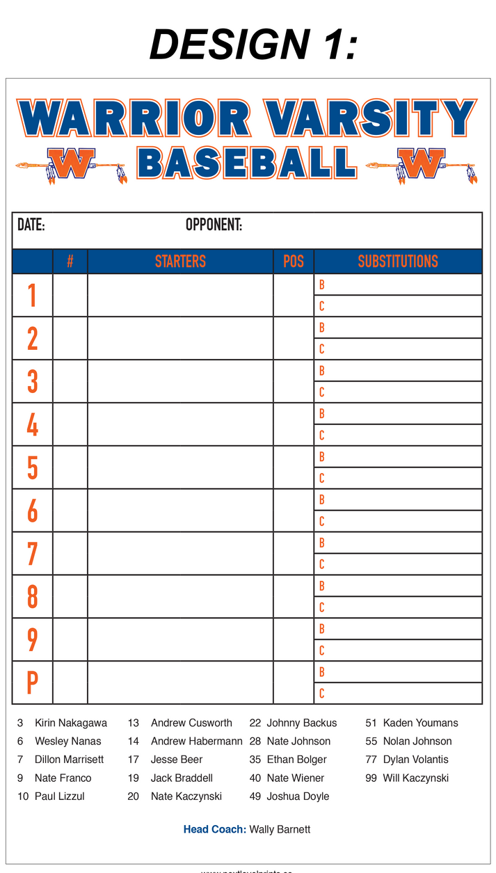 Custom Lineup Cards – Next Level Prints