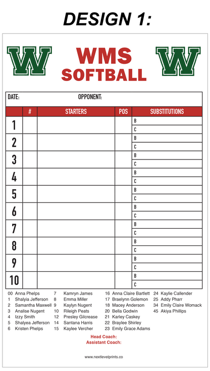 Custom Lineup Cards