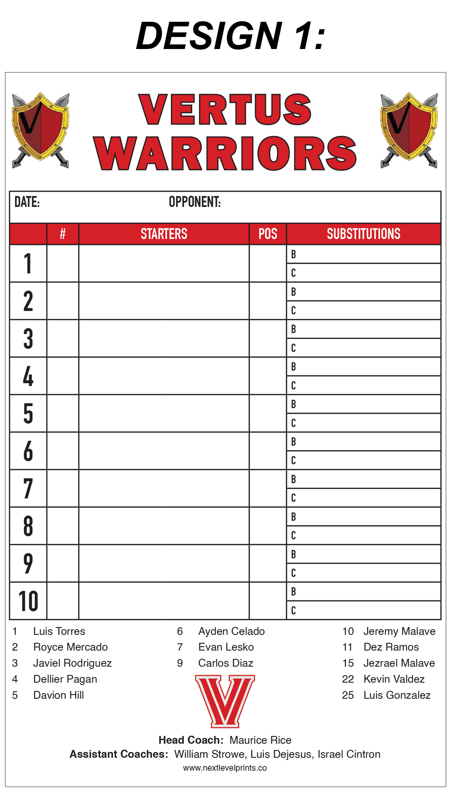 Custom Lineup Cards