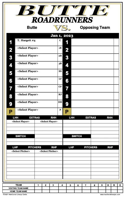 Digital Lineup / Dugout Chart for Baseball and Softball