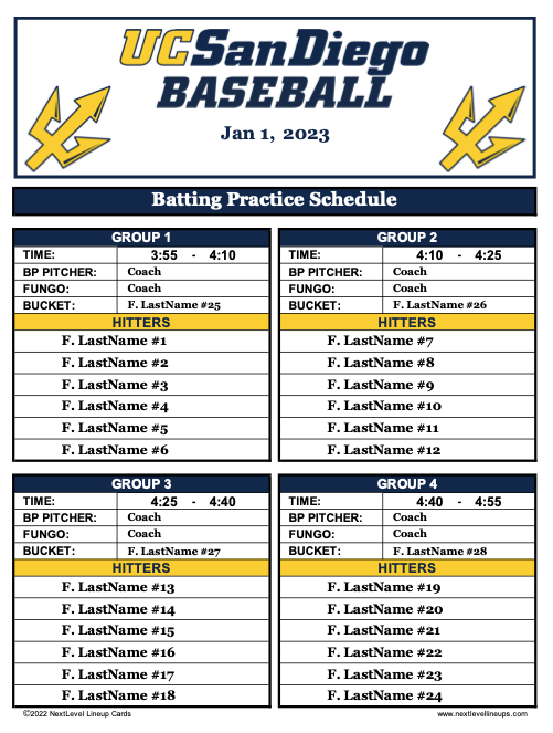 Digital Lineups for Baseball and Softball