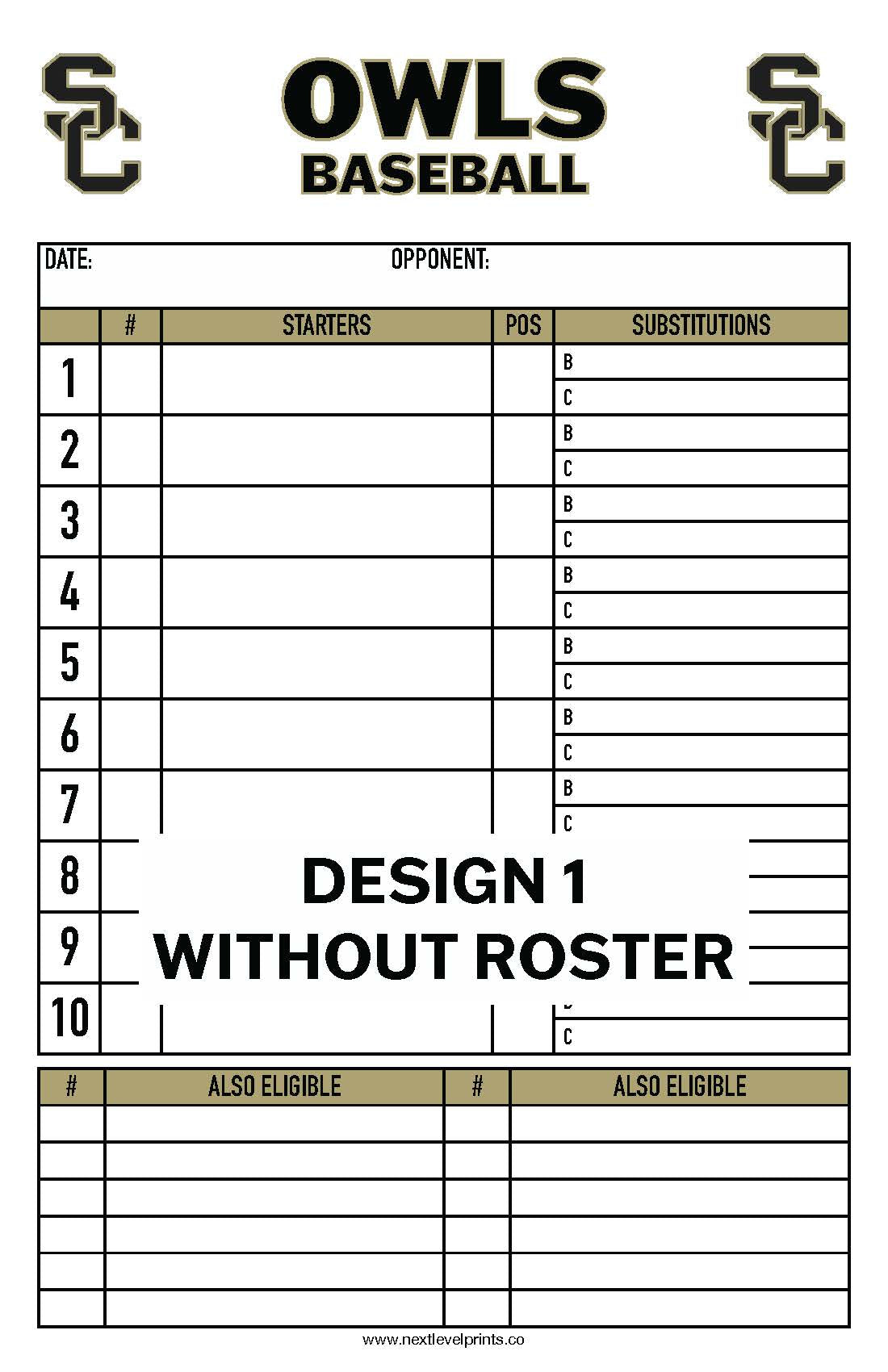 Custom Lineup Cards Next Level Prints